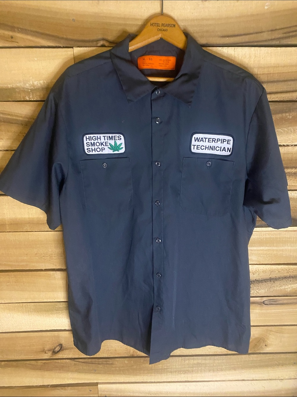 High Times Smoke Shop "Waterpipe Technician" Short Sleeve Work Shirt gray XL
